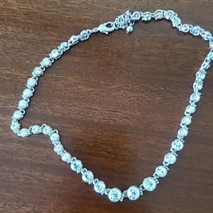 Rhinestone stone sliver necklace